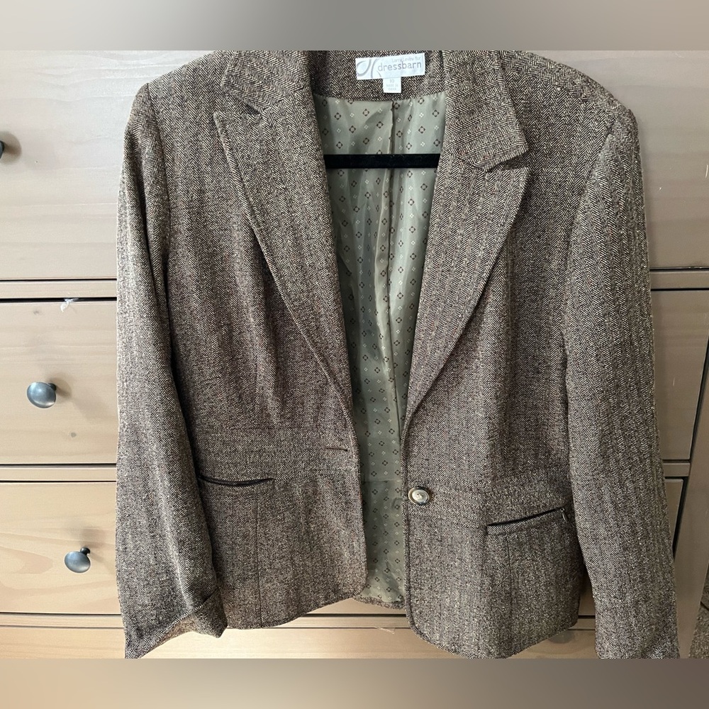 Larry Levine for Dress Barn lined multi colored Women's Brown Blazer